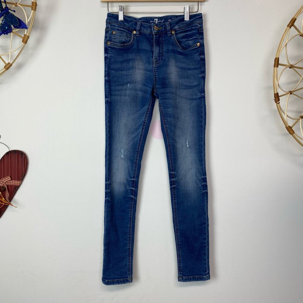 7 For All Mankind Girls Distressed Skinny Jeans Sz 14